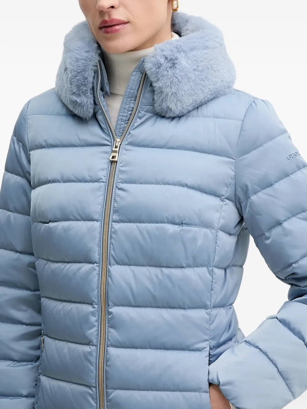 Geox Bettanie gewatteerd jack met textuur afwerking Blauw