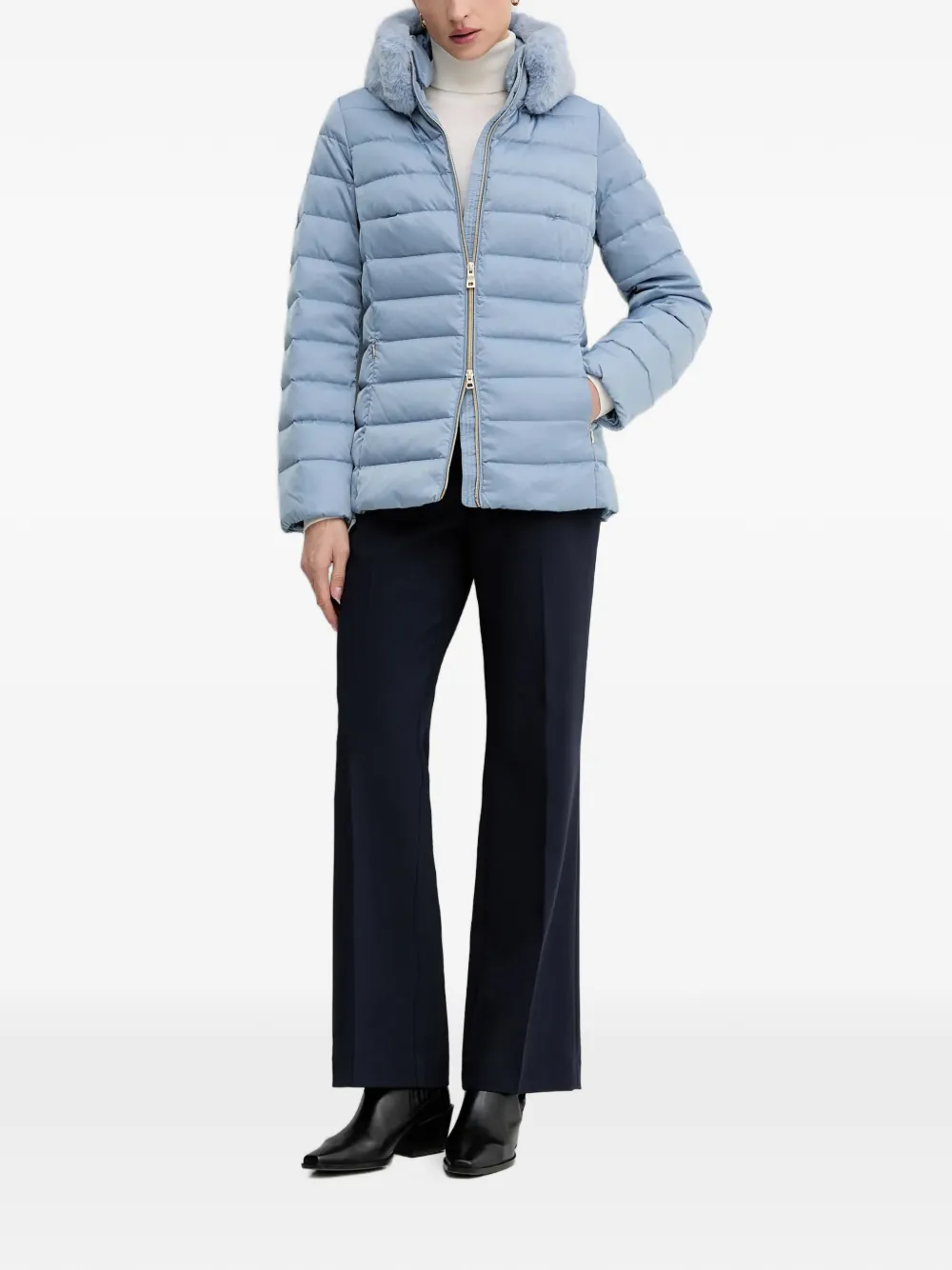  Geox Bettanie Texture-trim Quilted Jacket - Blue 