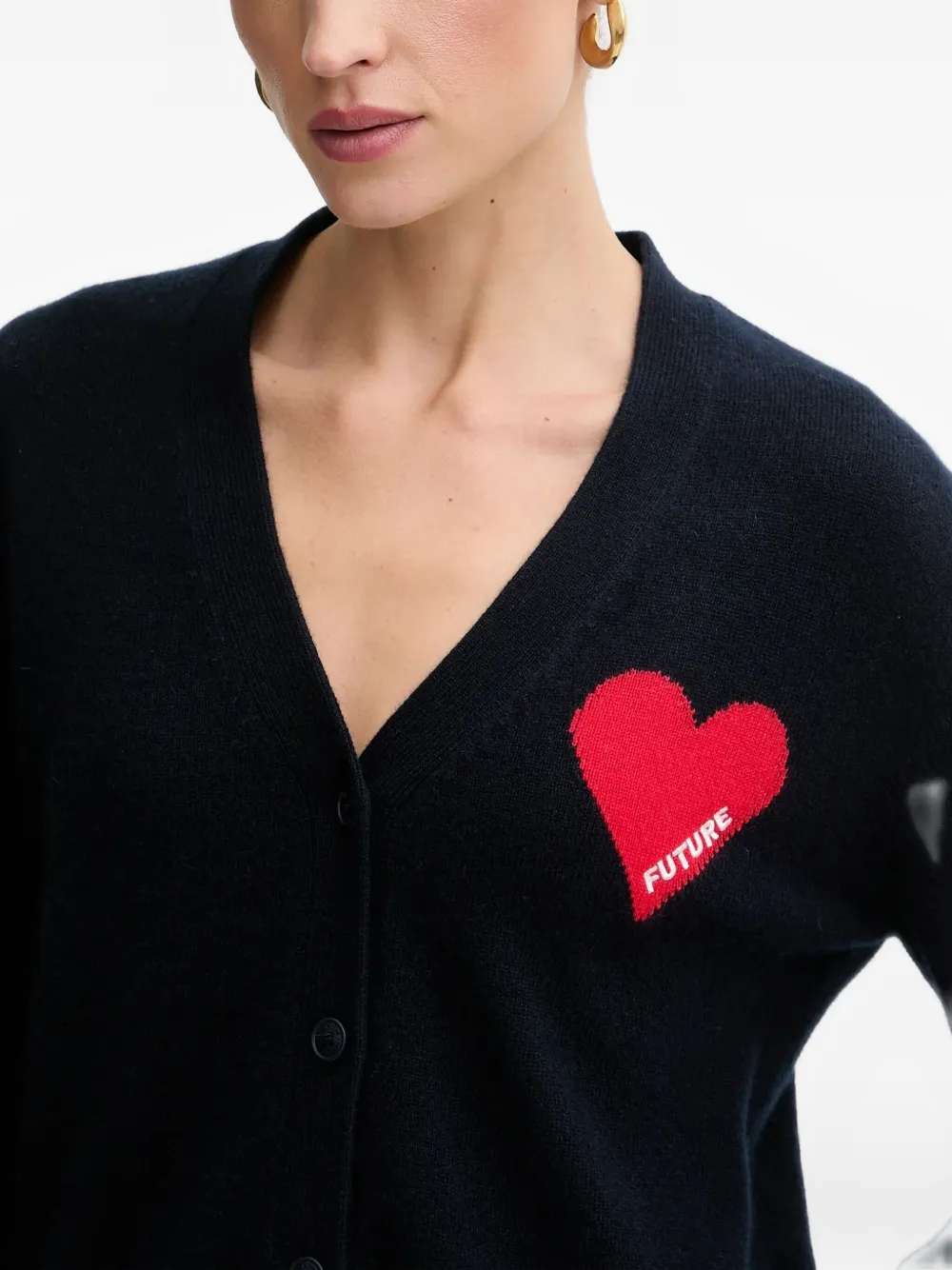 From Future Heart-motif Buttoned Cardigan In Animal Print