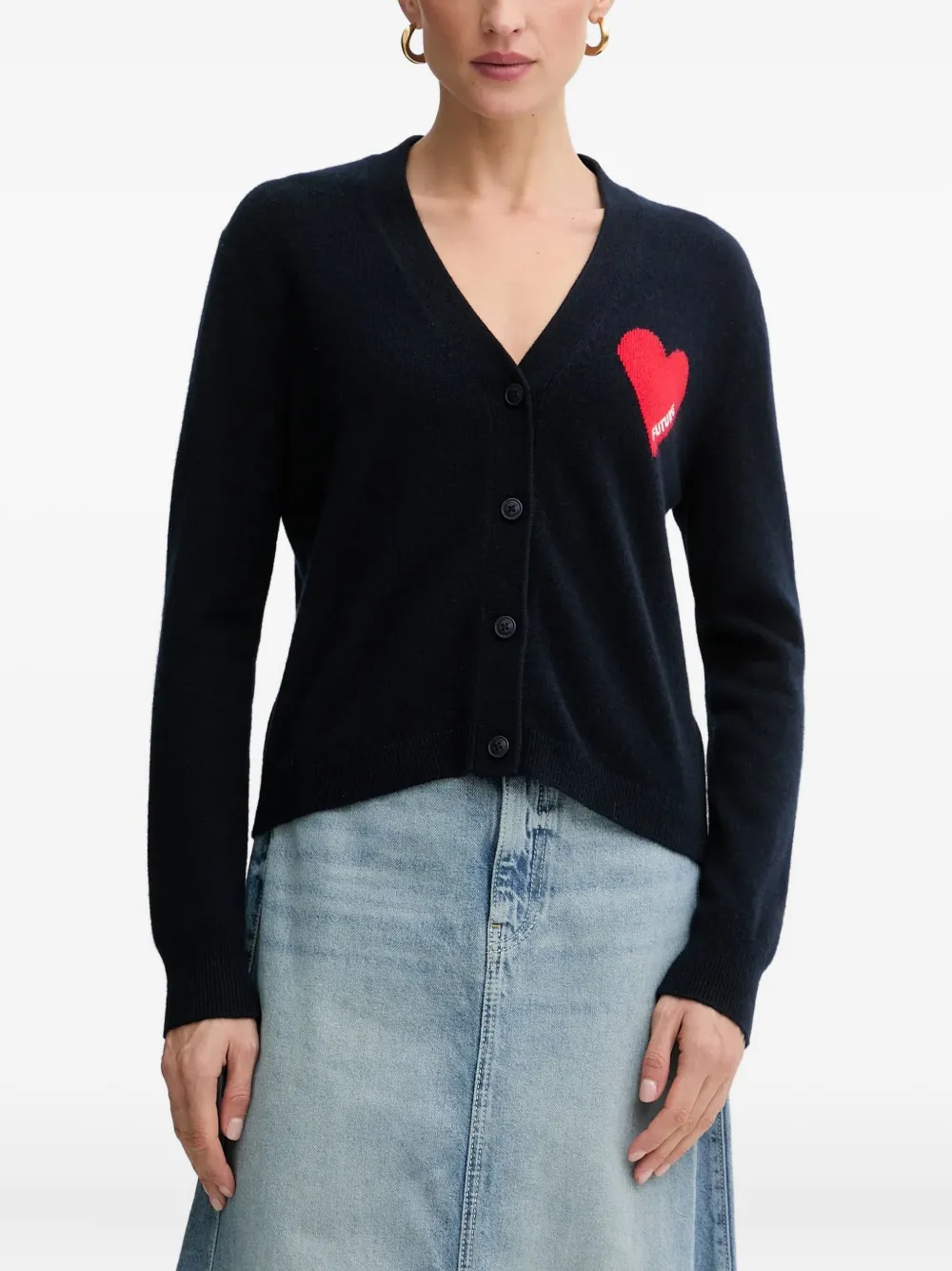 FROM FUTURE heart-motif buttoned cardigan | Blue | Image 1