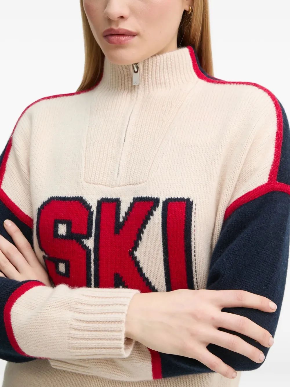 From Future Ski-graphic Zip-up Sweater In Blue