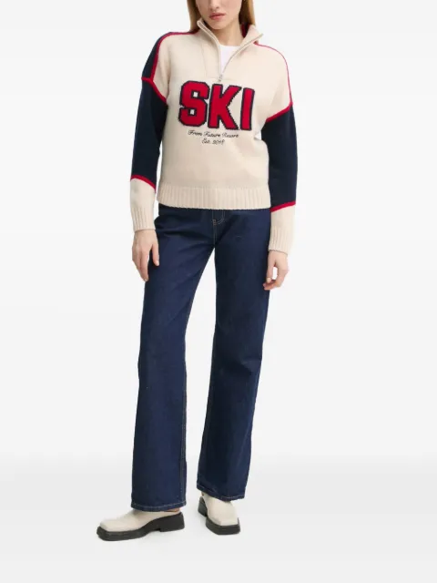 FROM FUTURE ski-graphic zip-up sweater