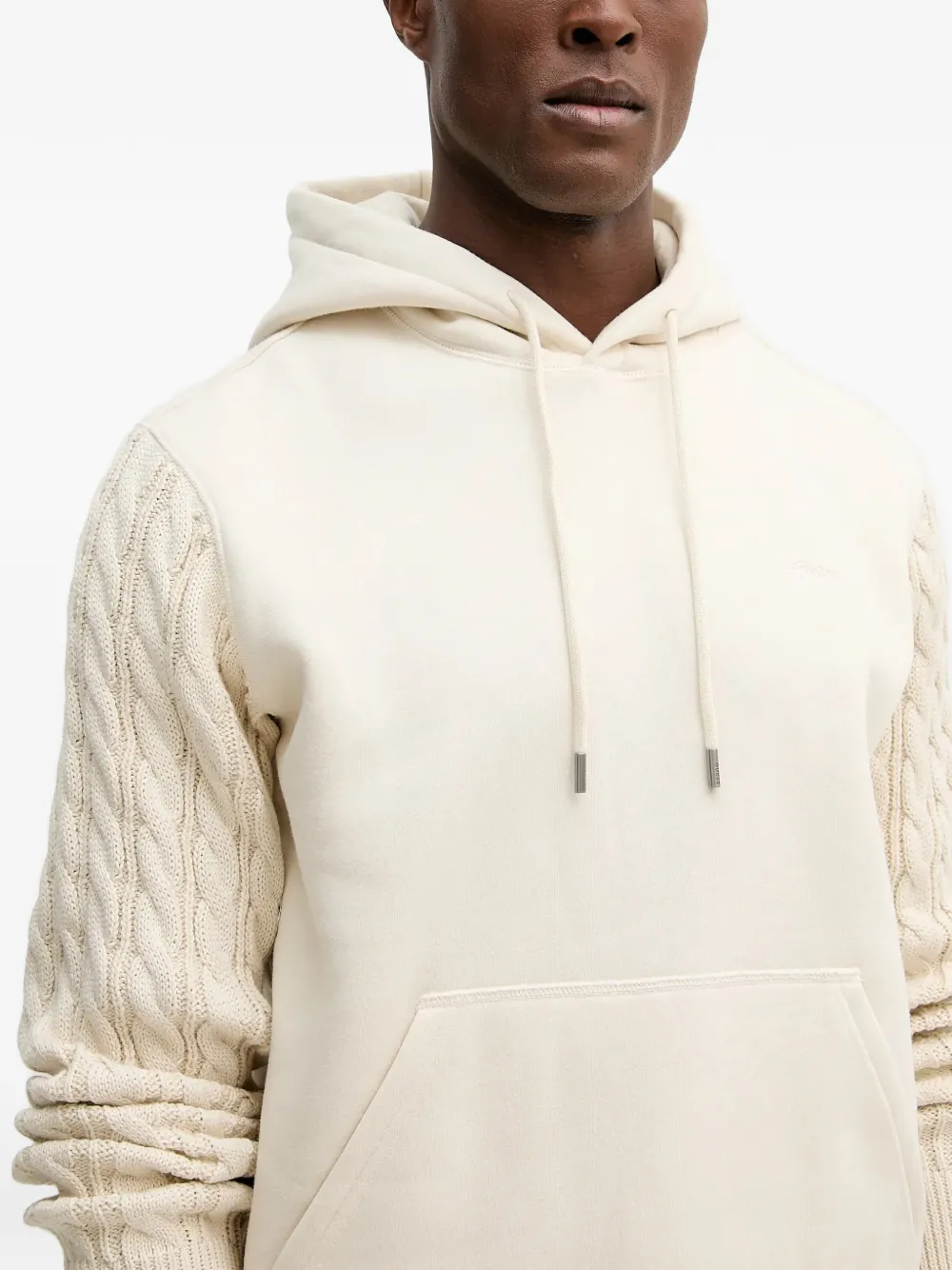 GUESS USA Kabelgebreide hoodie met logodetail Beige