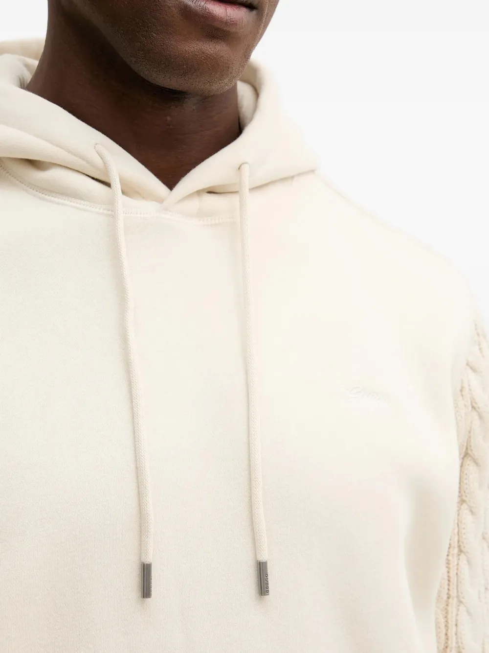 GUESS USA Kabelgebreide hoodie met logodetail Beige