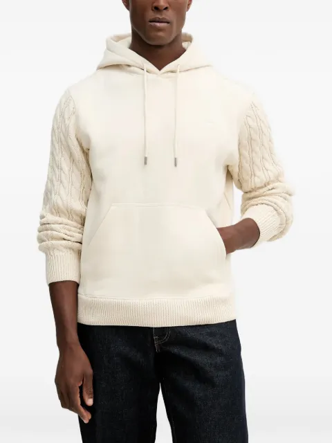 GUESS USA cable-knit logo-detail hoodie