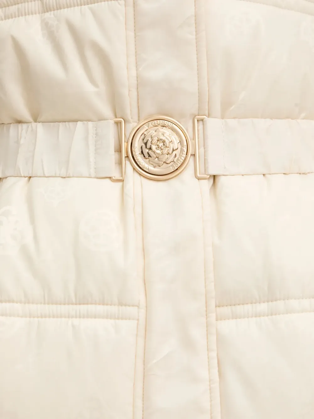 Guess Usa Hooded Belted Coat In Neutral