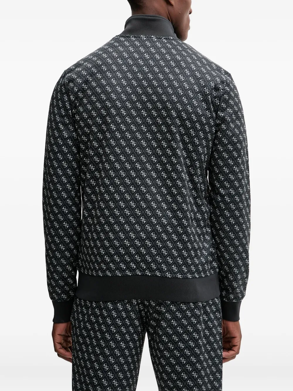 GUESS USA Sweater met monogram-patroon en rits Zwart