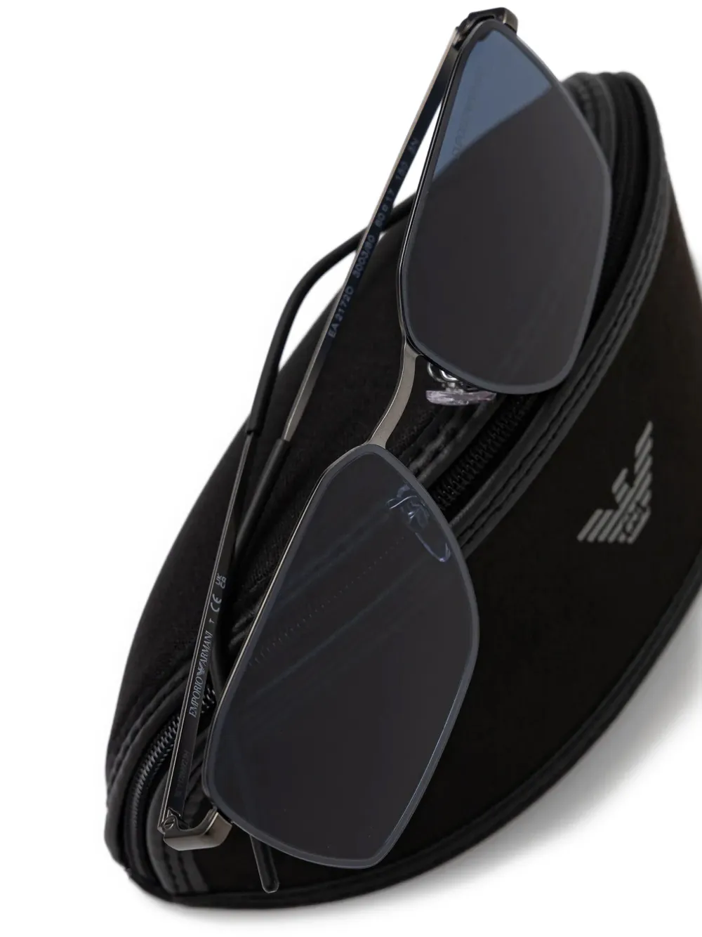 Emporio Armani Zonnebril met rechthoekig montuur Zwart