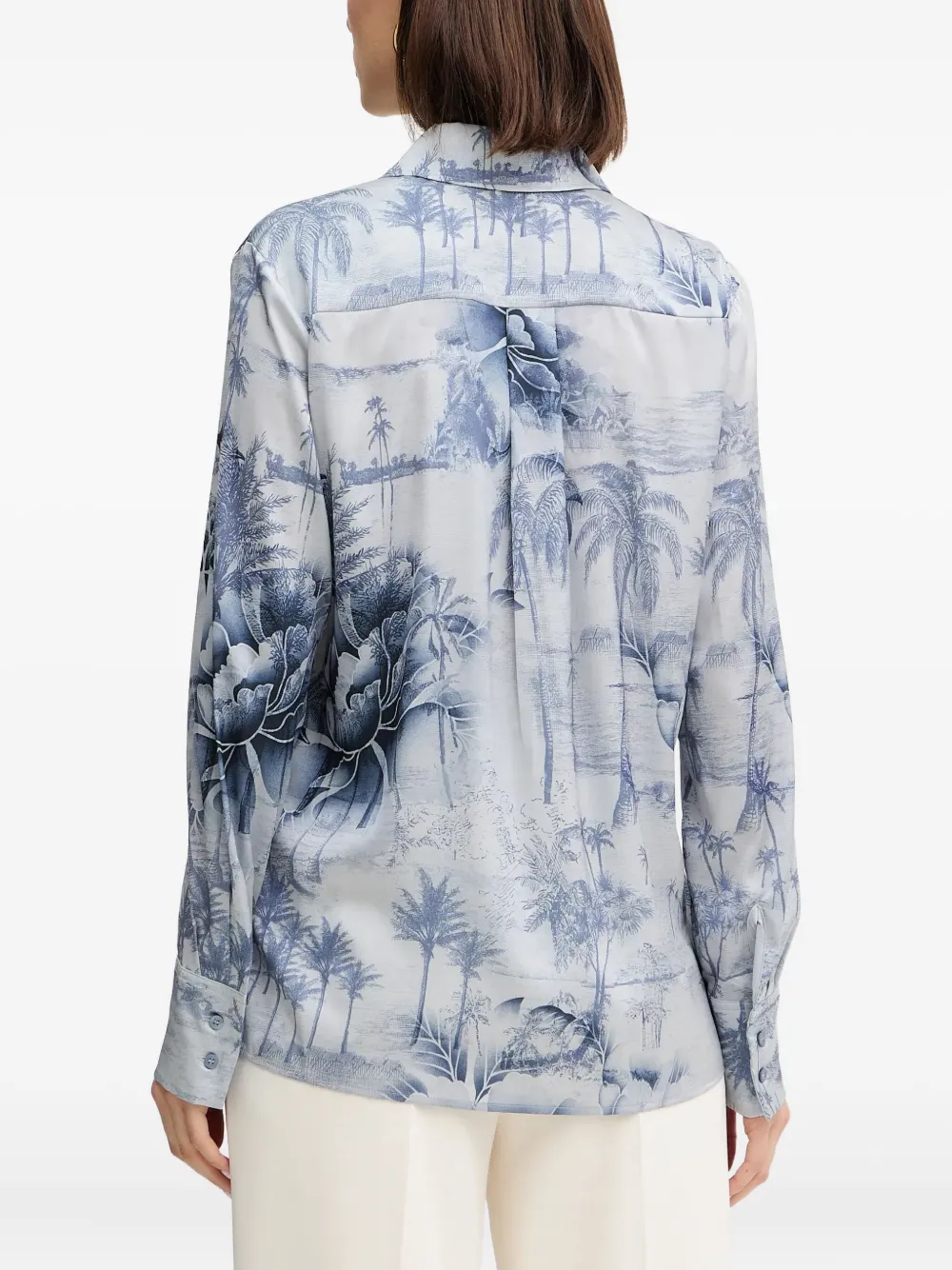 Guess Usa Buttoned Printed Top In Blue
