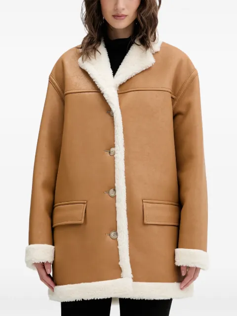 HUGO buttoned faux-fur coat