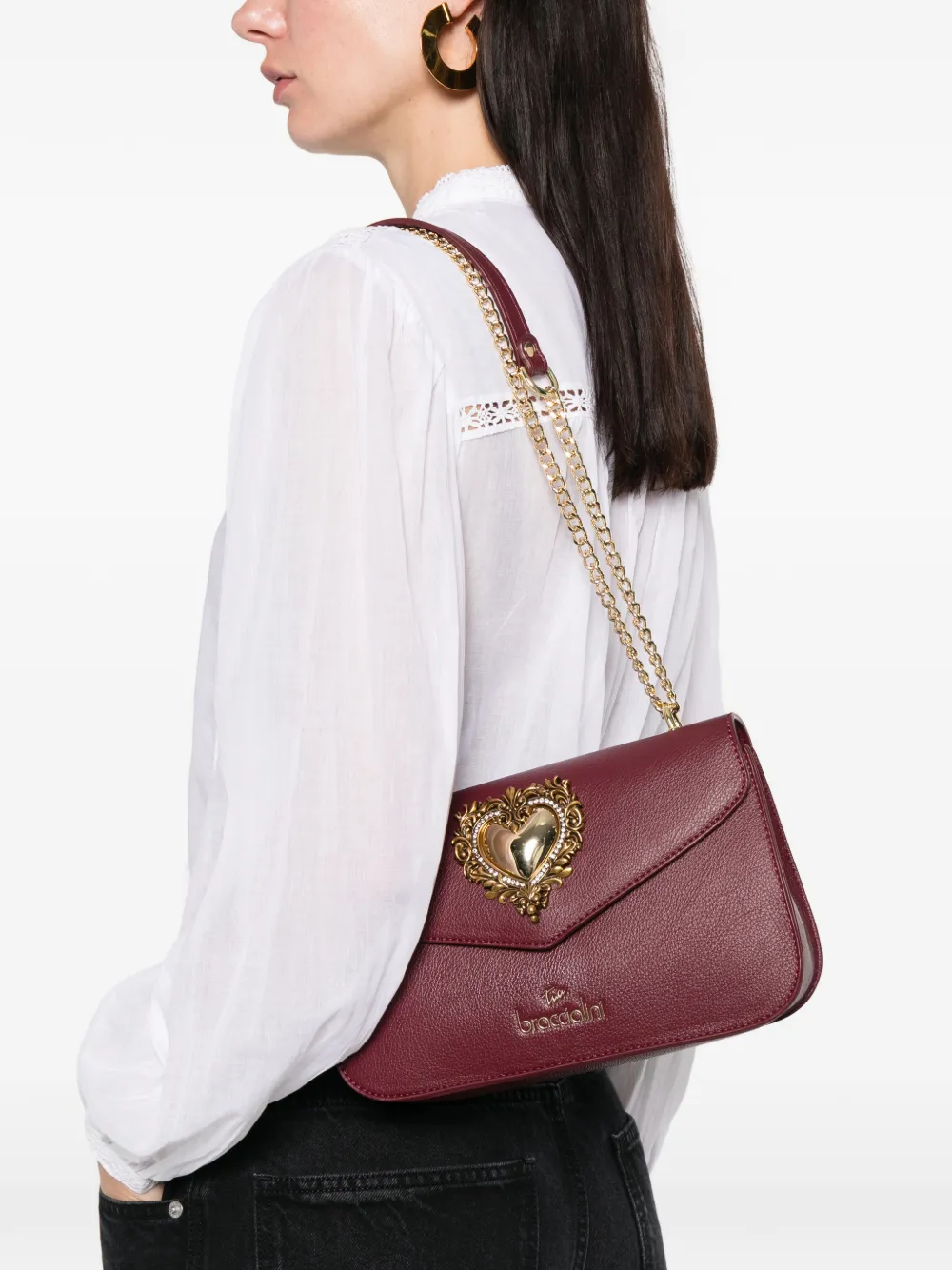 Braccialini Heart Cross Body Bag In Red