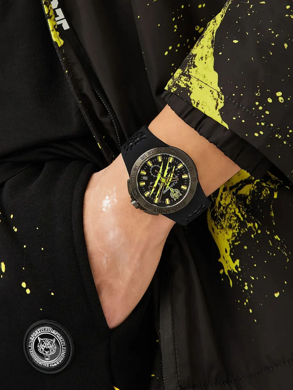 Plein Sport Thunderstorm Chrono Silicone Watch In Black