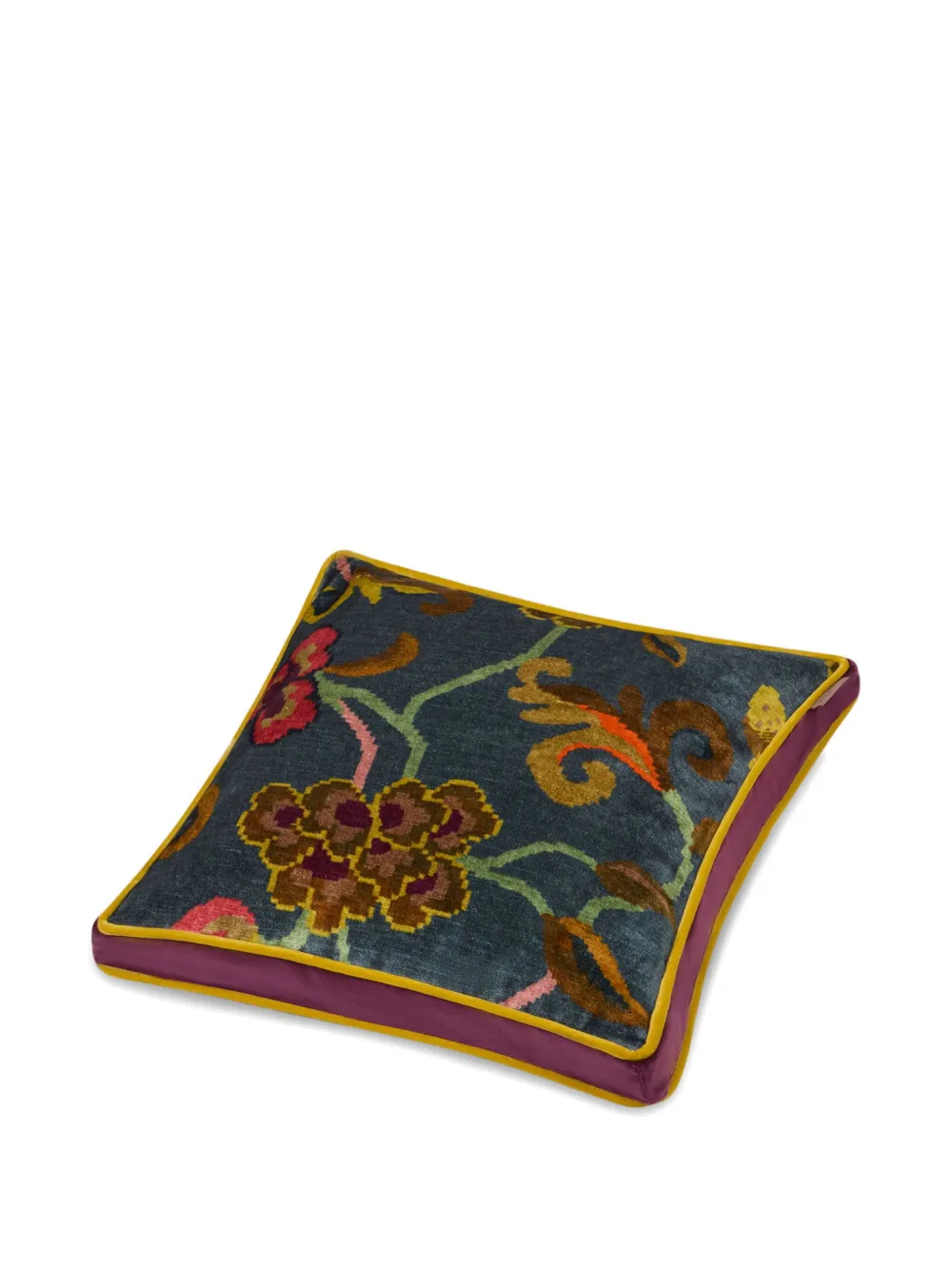 Etro Home Floral-motif Striped Cushion (45 X 45cm) In Blue