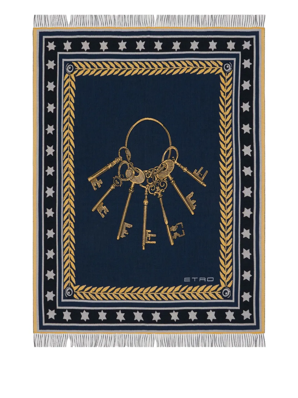 ETRO HOME Decke mit Schlüssel-Print (140 x 180cm) - Blau