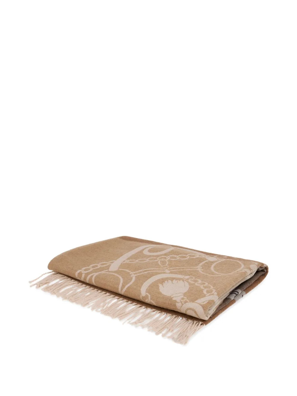ETRO HOME equine heraldic-motif wool throw blanket (140 x 180cm) - Nude