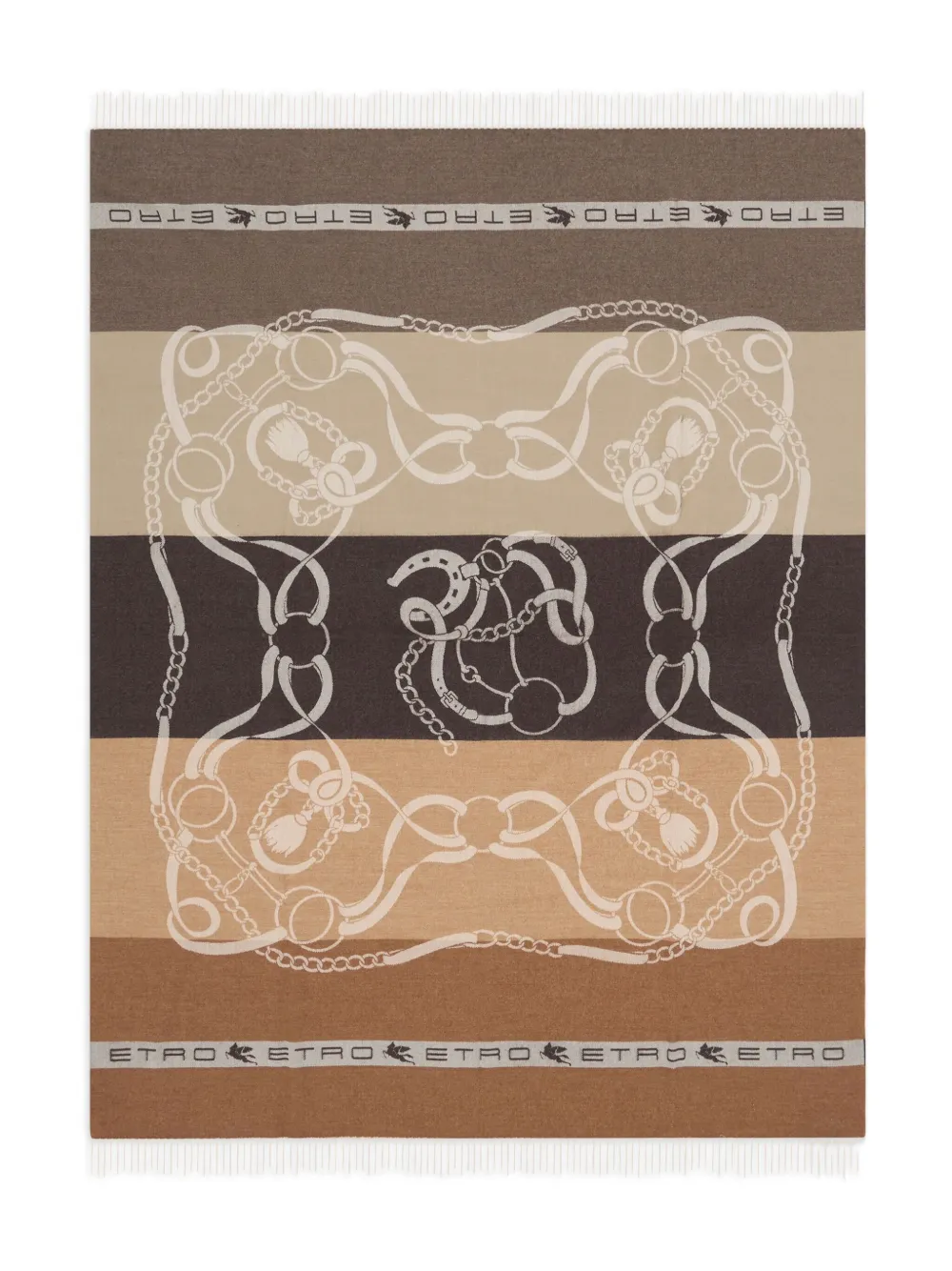 ETRO HOME equine heraldic-motif wool throw blanket (140 x 180cm) - Beige
