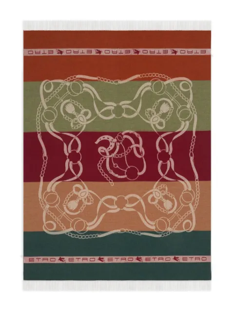 ETRO HOME horse heraldic wool blanket 
