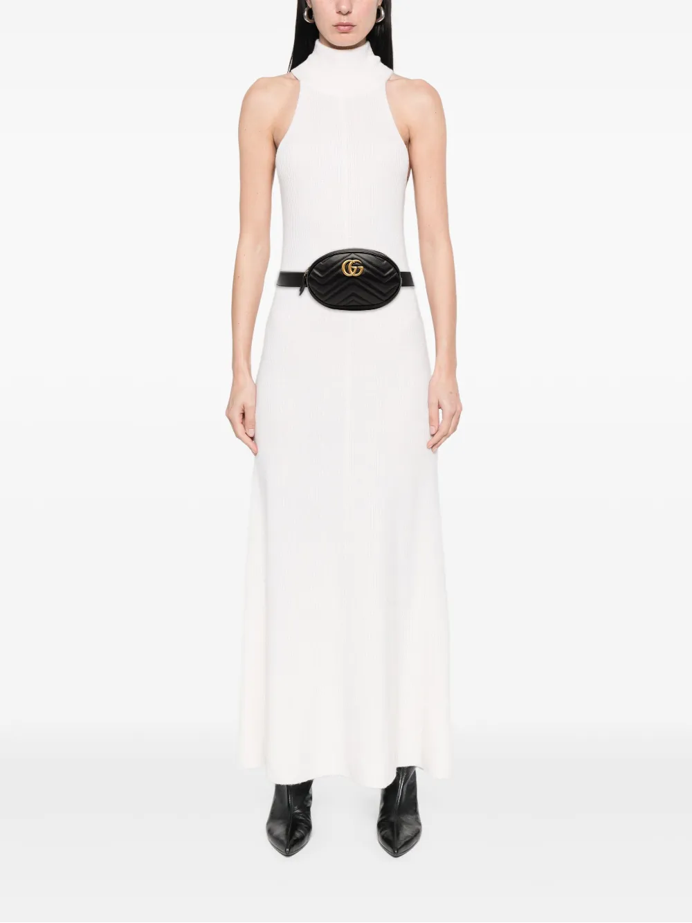 Pre-owned Gucci 2016-2025 Gg Marmont Matelasse Leather Belt Bag In Black