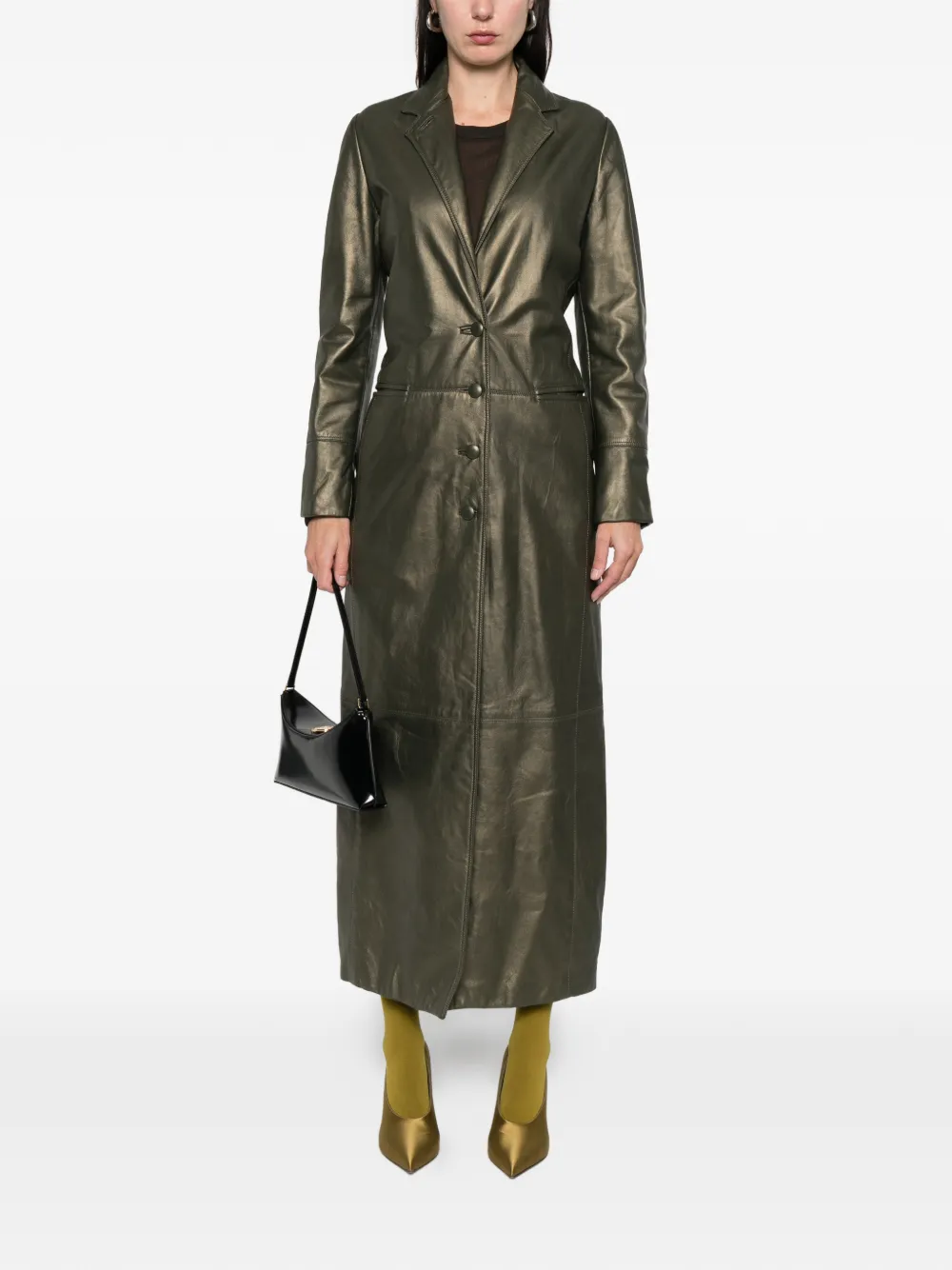 Romeo Gigli Pre-Owned 1996-1997 leren jas met knopen - Groen