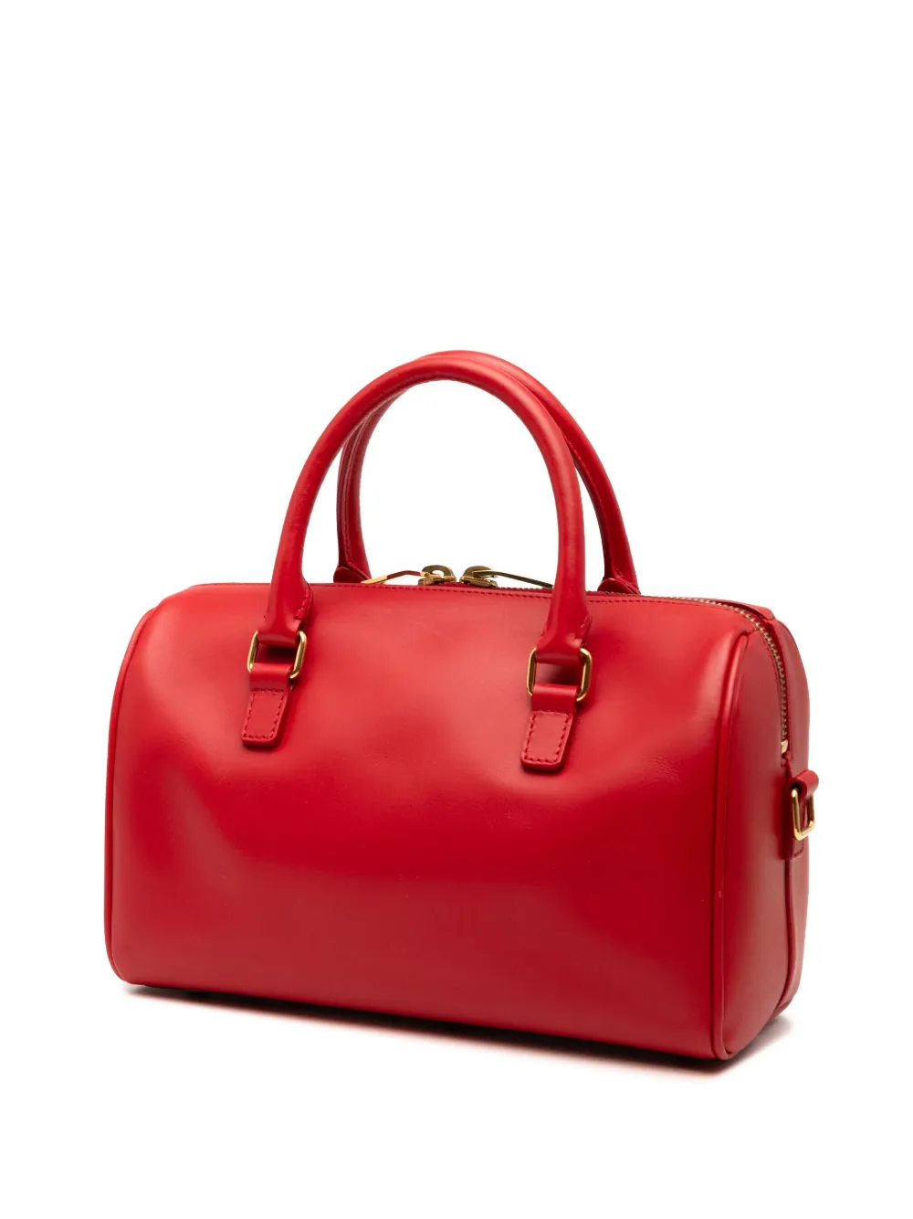 Pre-owned Saint Laurent 2014 Baby Leather Classic Duffle Satchel In Red