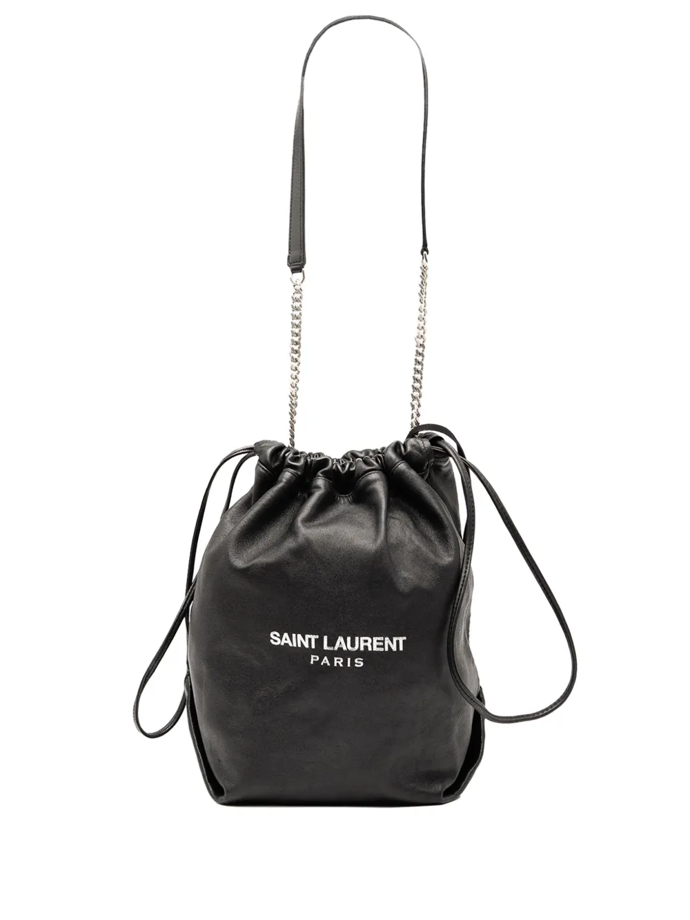 Saint Laurent Pre-Owned 2018 スモール ラムスキン テディ バケットバッグ - ブラック