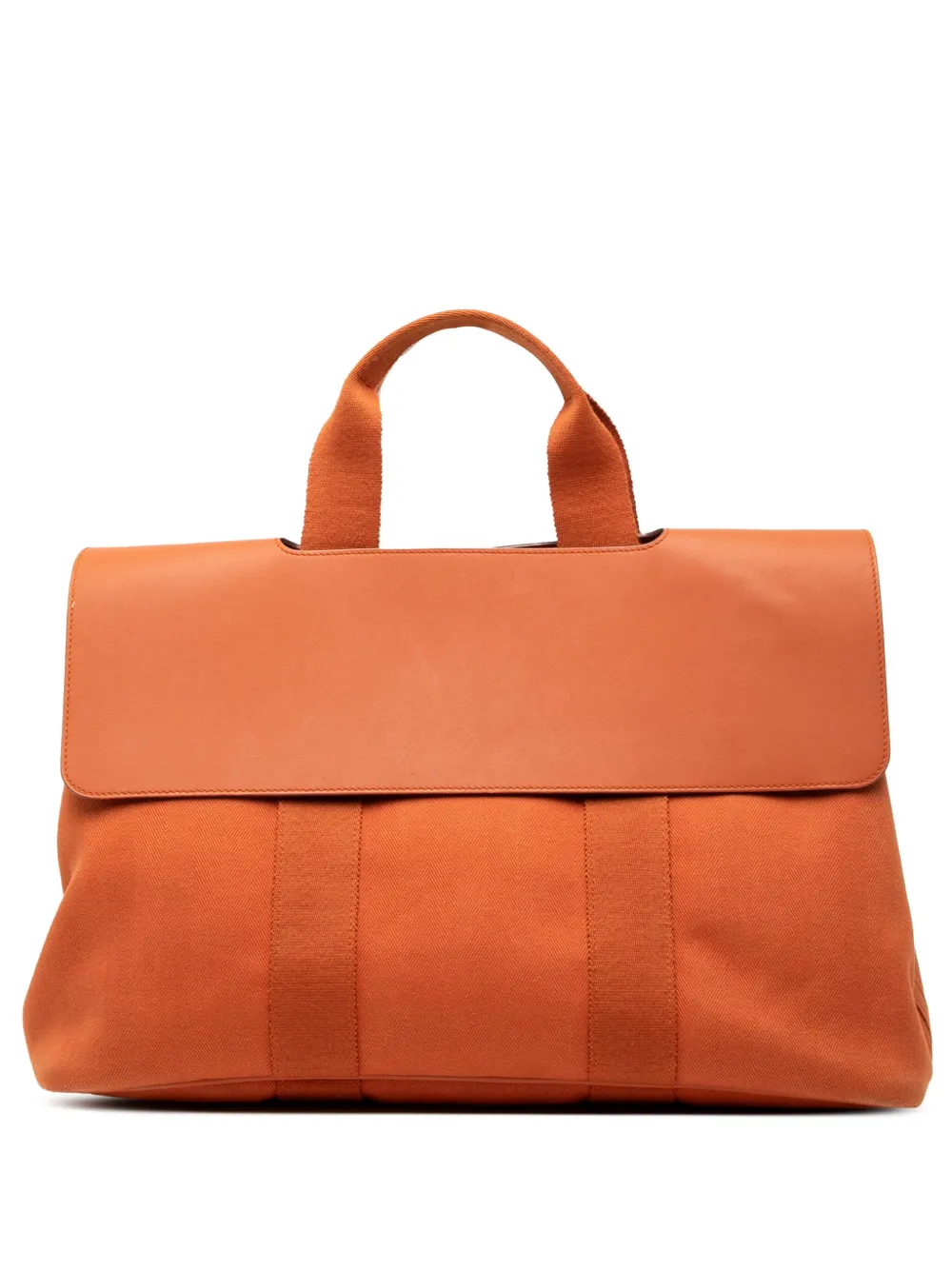 Pre-owned Hermes 1990-2010 Toile And Swift Valparaiso Mm Handbag In Orange