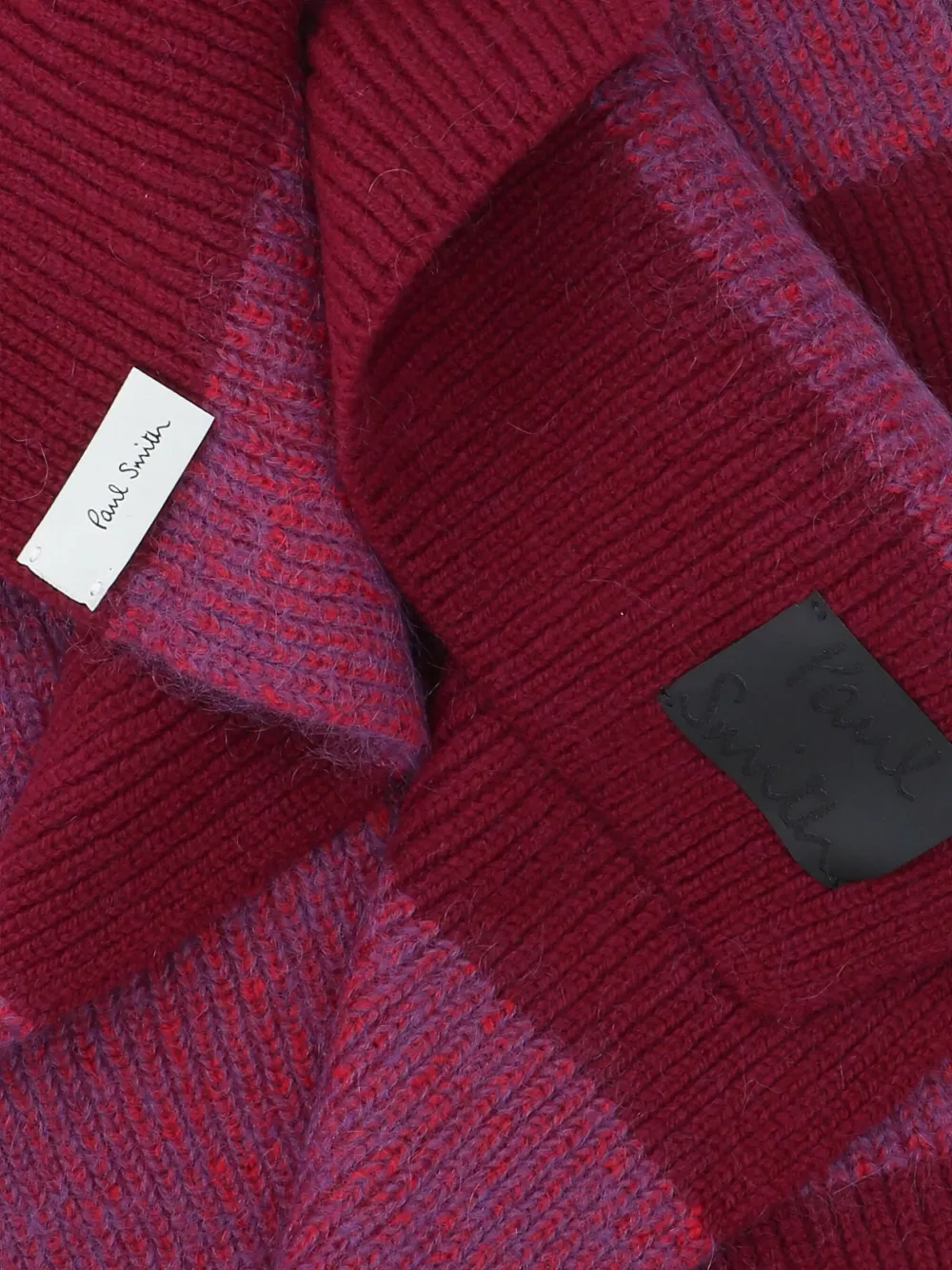 Paul Smith Textured Striped Scarf For All Seasons In Red