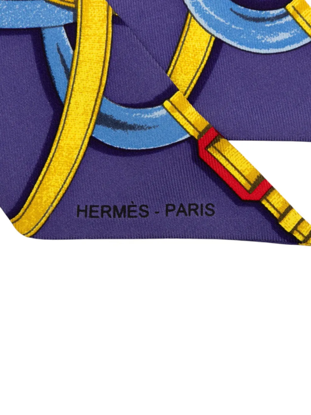 Pre-owned Hermes 1999-2020 Grand Manege Silk Twilly Scarf Scarves In Blue