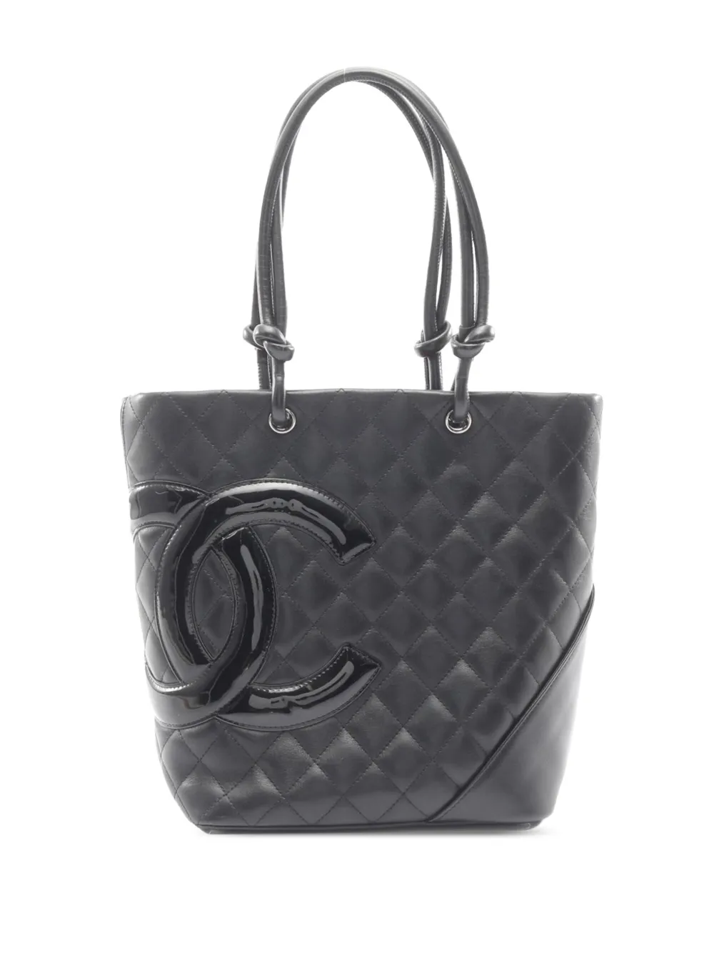 Click to view more detailed imagery on our partner's website Pre-owned Chanel 2005-2006 Medium Lambskin Cambon Ligne Tote Bag In Black