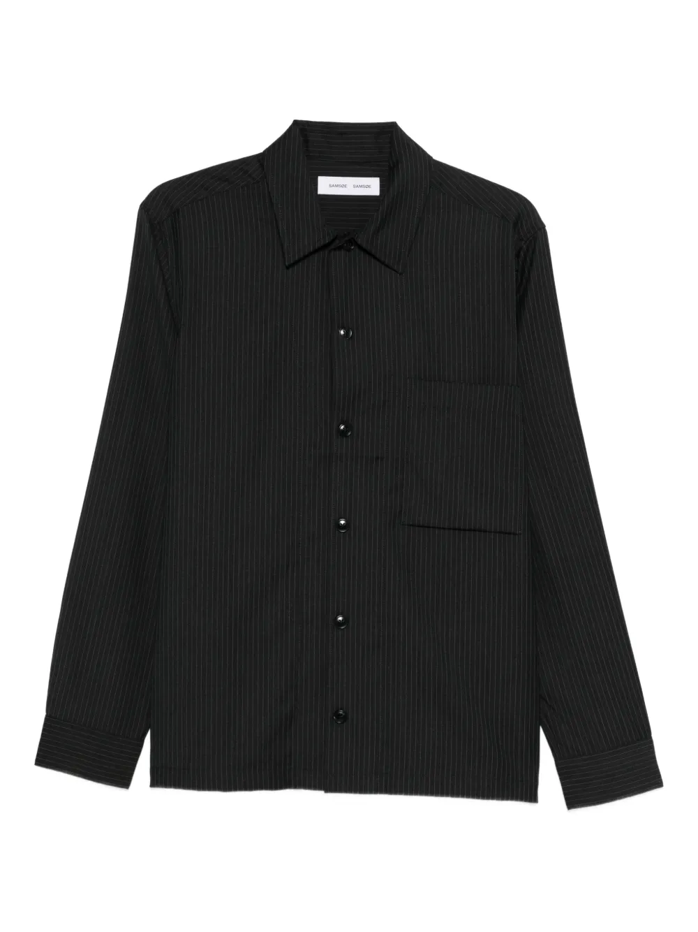 SAMSOE SAMSOE pinstripe buttoned shirt | Black | Image 1