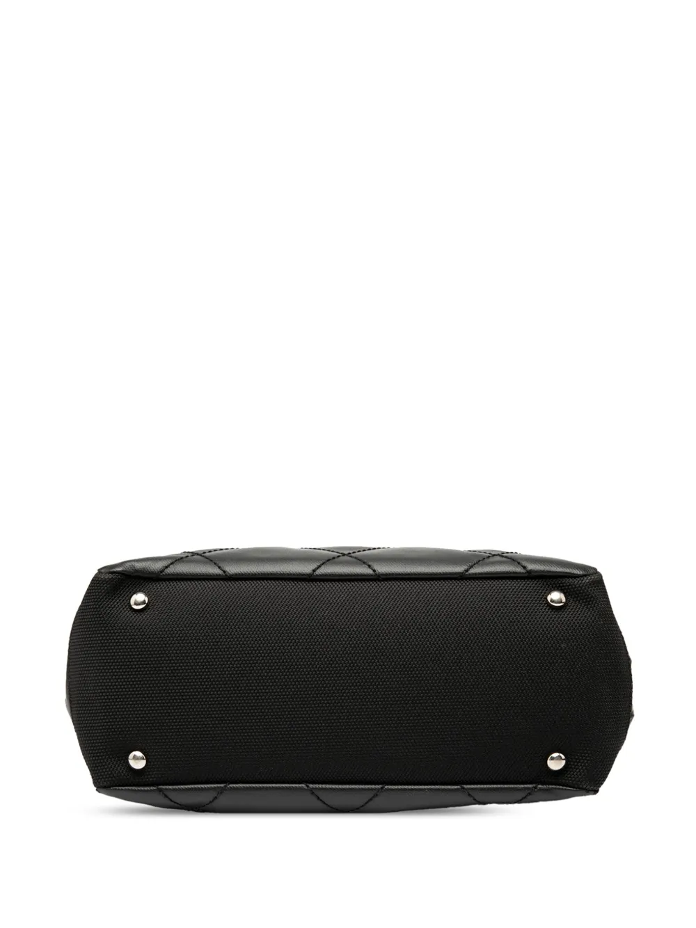 Pre-owned Chanel 2008-2009 Small Quilted Coated Canvas Paris Biarritz Tote Bag In Black