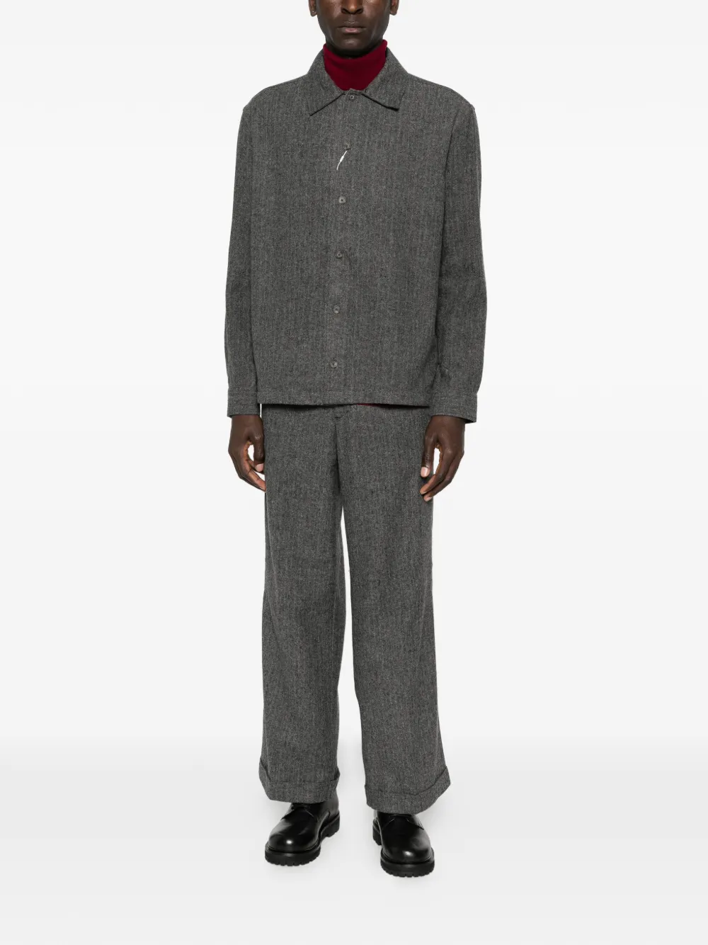 SAMSOE SAMSOE herringbone buttoned shirt jacket | Shirt Jackets | Image 2