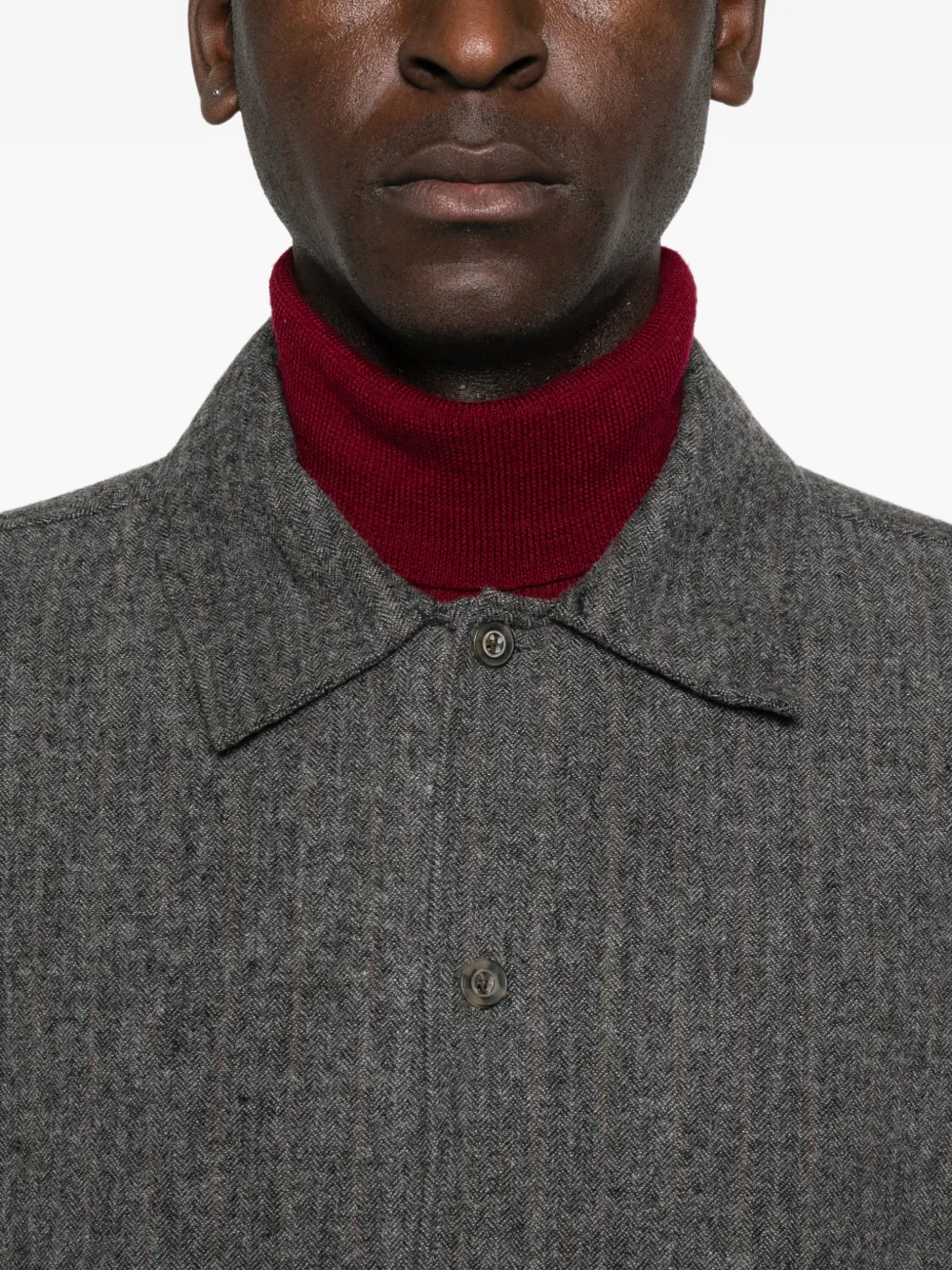 SAMSOE Shirtjack met visgraatpatroon en knopen Grijs