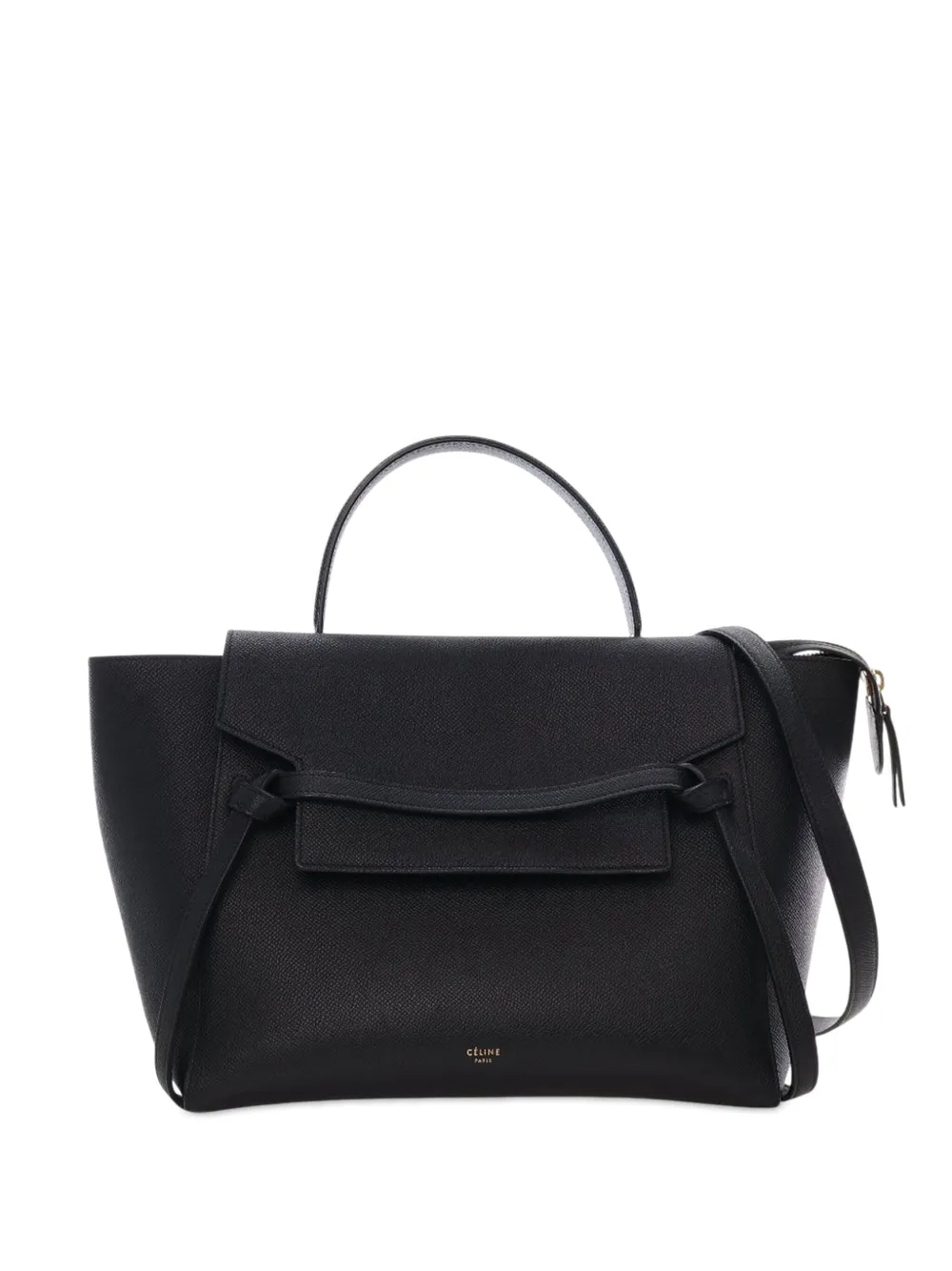 Pre-owned Celine 2017 Mini Grained Calfskin Belt Bag Satchel In Black