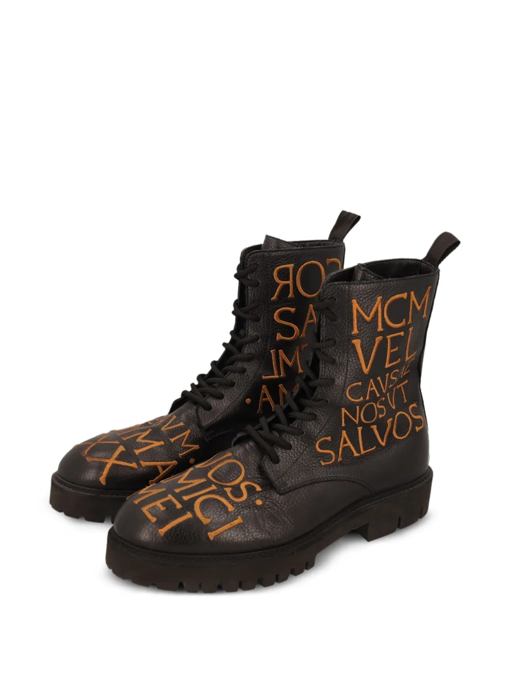 Moschino Pre-Owned 40mm lettering-embroidered leather boots | Image 2