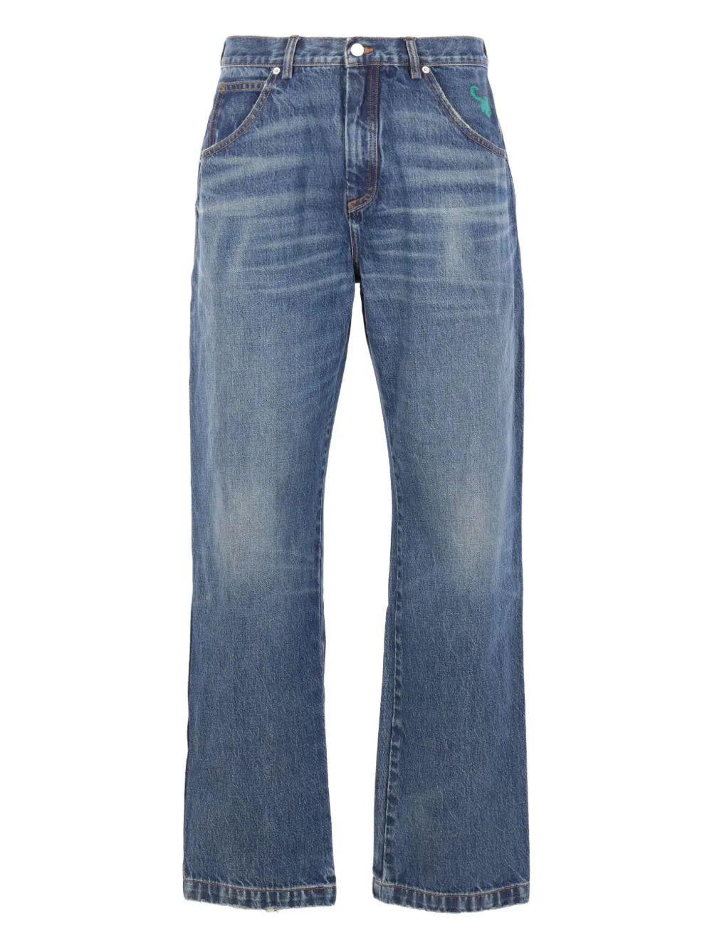 Cherry World Santa Monica Embroidered Jeans In Blue
