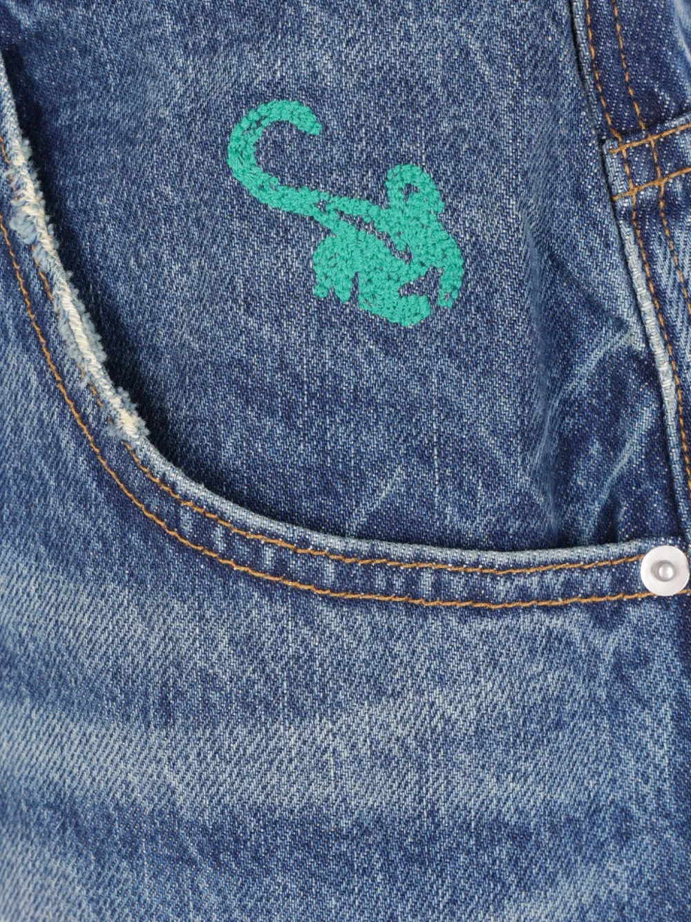 Cherry World Santa Monica Embroidered Jeans In Blue