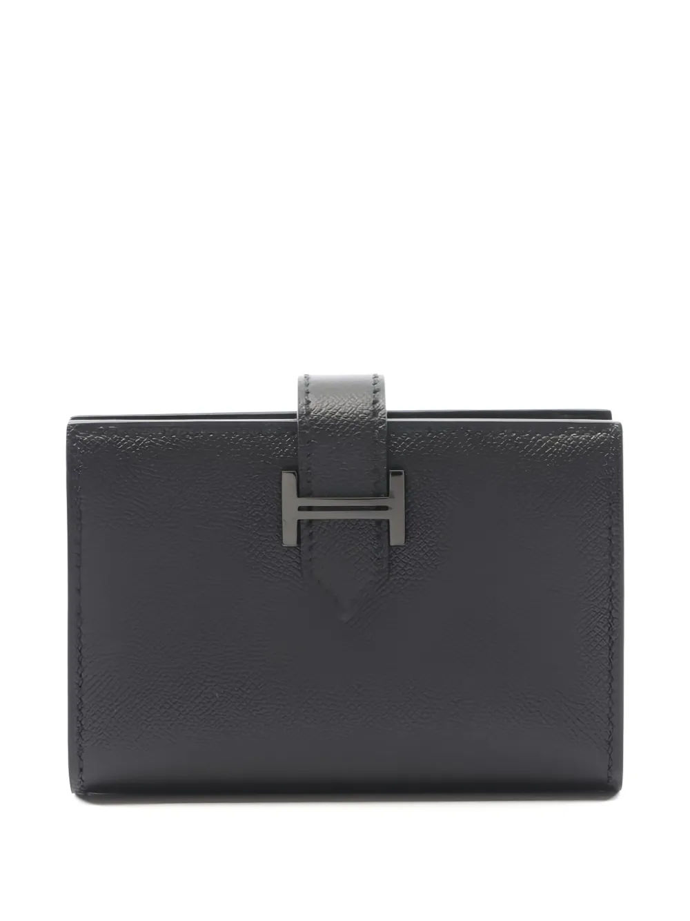 Pre-owned Hermes 2025 Bearn Leather Card Holder In Black