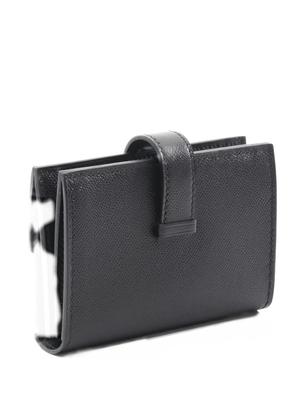 Pre-owned Hermes 2025 Bearn Leather Card Holder In Black