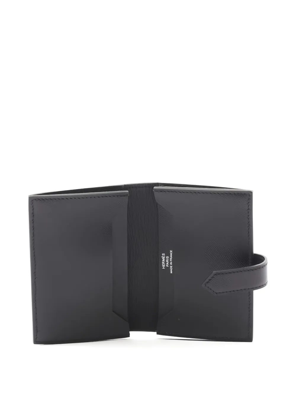 Pre-owned Hermes 2025 Bearn Leather Card Holder In Black