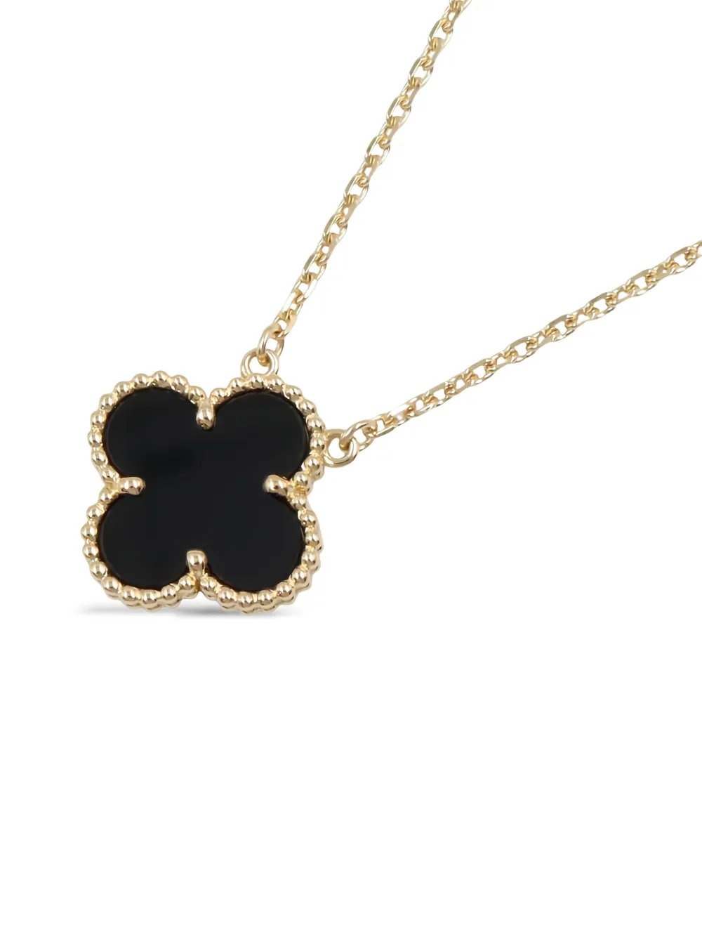 VAN CLEEF & ARPELS Pre-owned 18k Yellow Gold Alhambra Onyx Necklace In Black