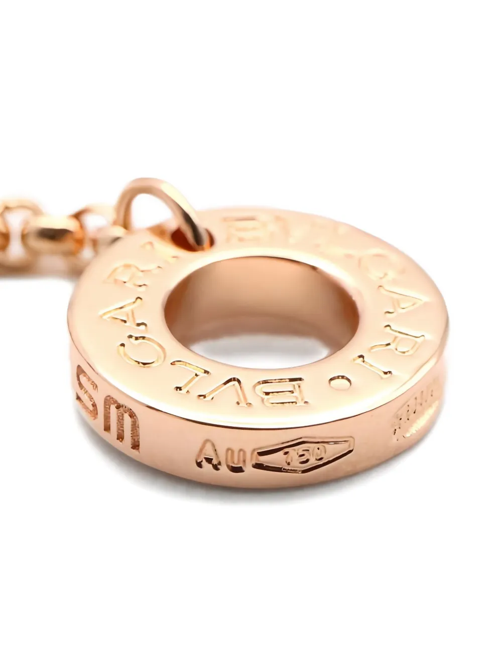 Pre-owned Bvlgari 2010s 18k Rose Gold Circle-pendant Mother Of Pearl Bracelet In Pink