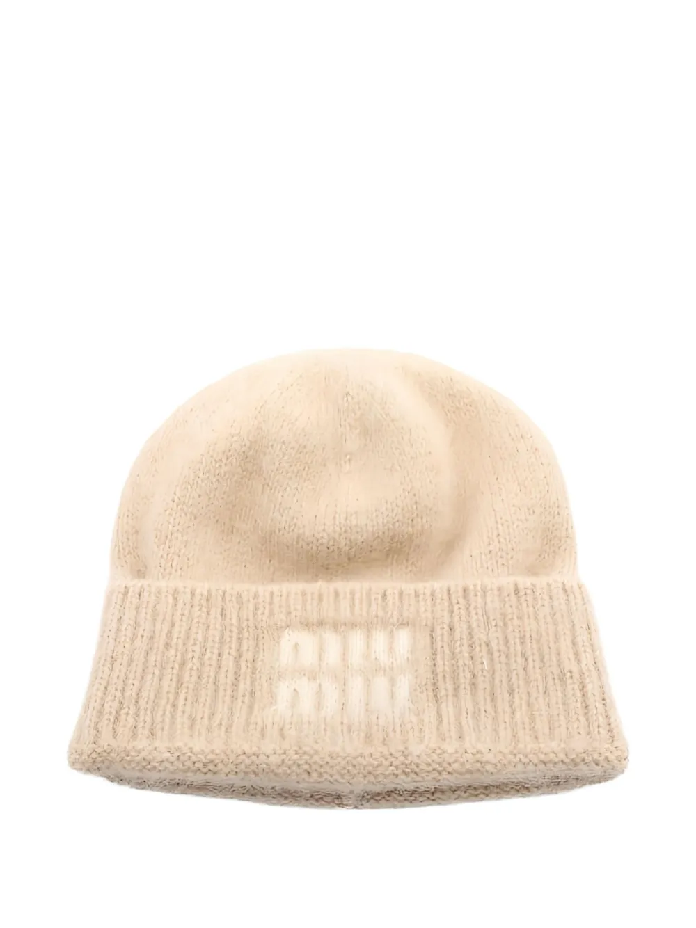 MIU MIU Pre-owned 2020s Logo Beanie Hat In Neutral