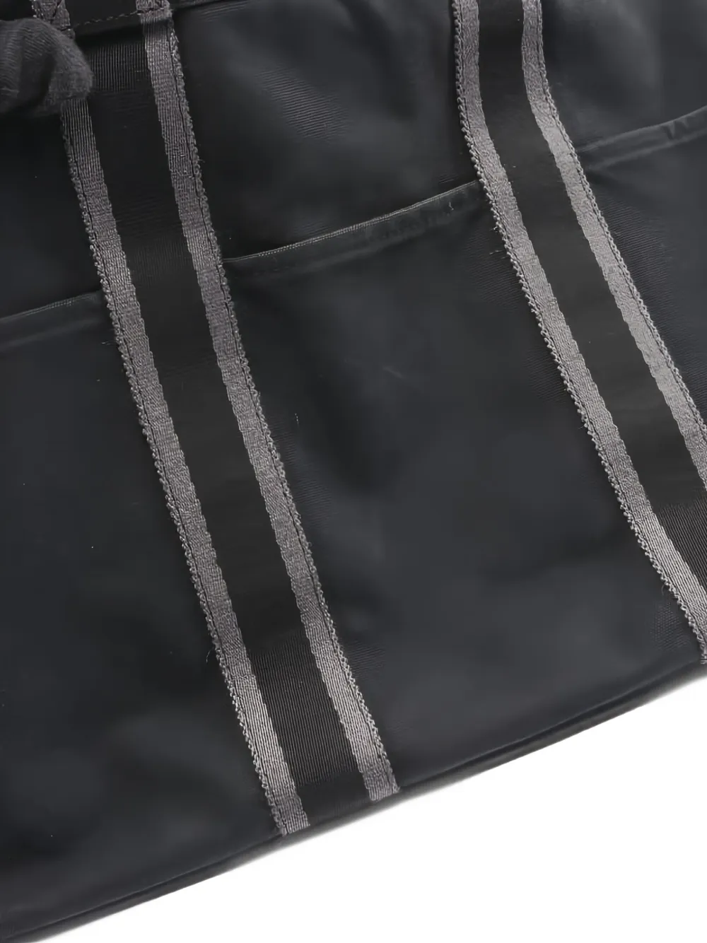 Pre-owned Hermes 2000s Foule Mm Striped Canvas Tote Bag In Black