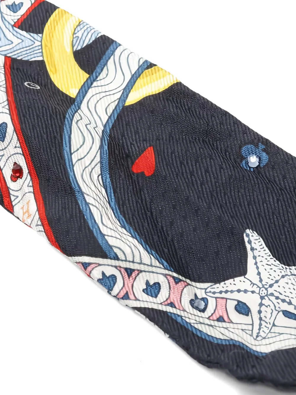 Pre-owned Hermes 2000s Dame De Coeur Ribbon Scarf In Blue