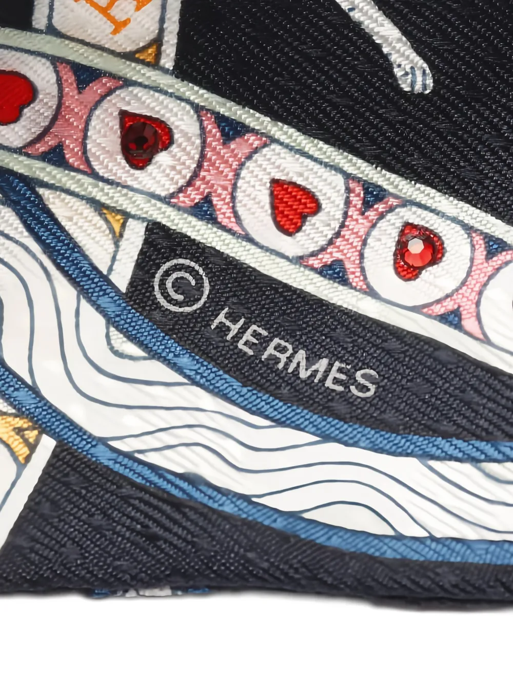 Pre-owned Hermes 2000s Dame De Coeur Ribbon Scarf In Blue