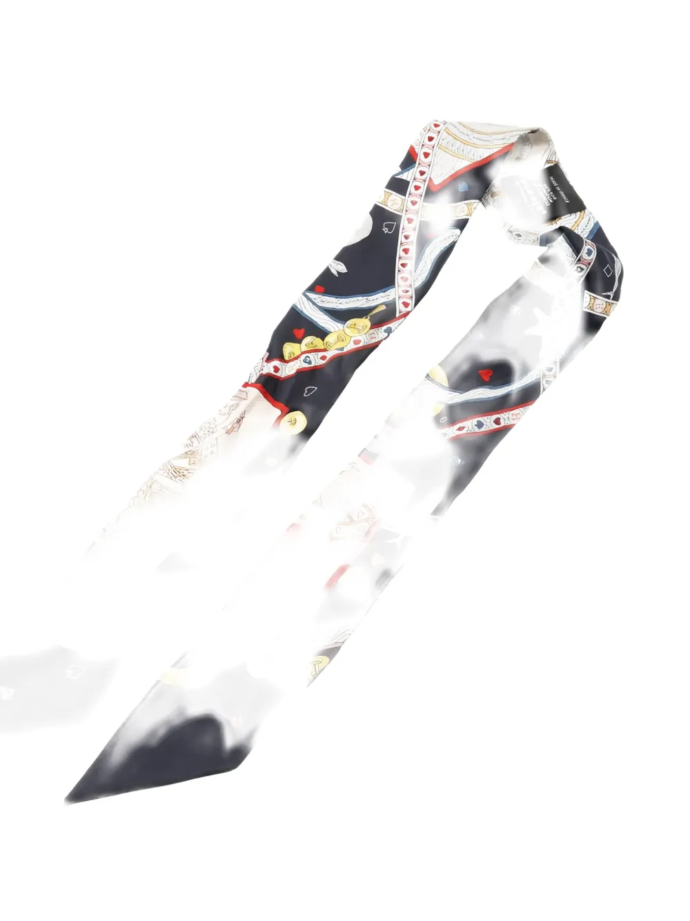 Pre-owned Hermes 2000s Dame De Coeur Ribbon Scarf In Blue