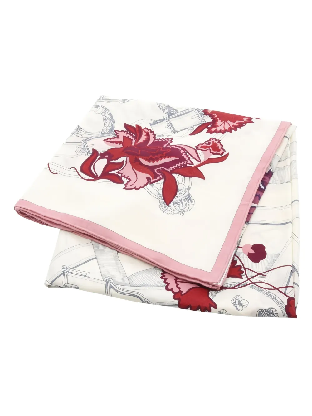 Pre-owned Hermes 2010s Cavalcadour Fleuri Scarf In Neutral