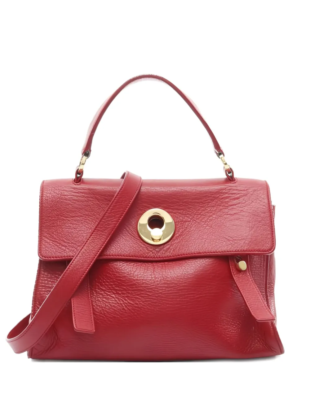 Pre-owned Saint Laurent 2000s Muse Studded Leather Tote Bag In Red