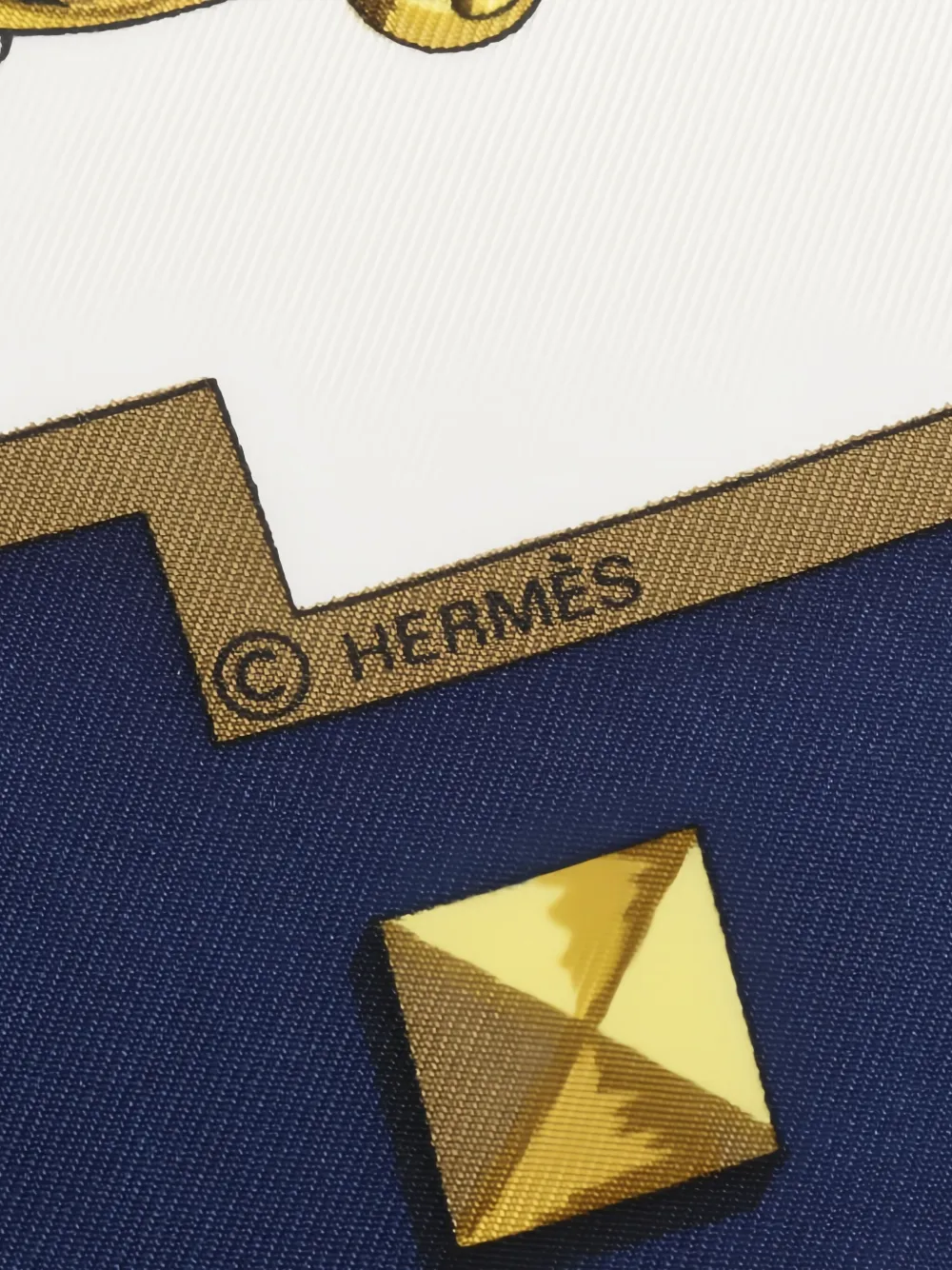 Pre-owned Hermes 2000s Carrés 90 Les Cles Keys-print Scarf In White